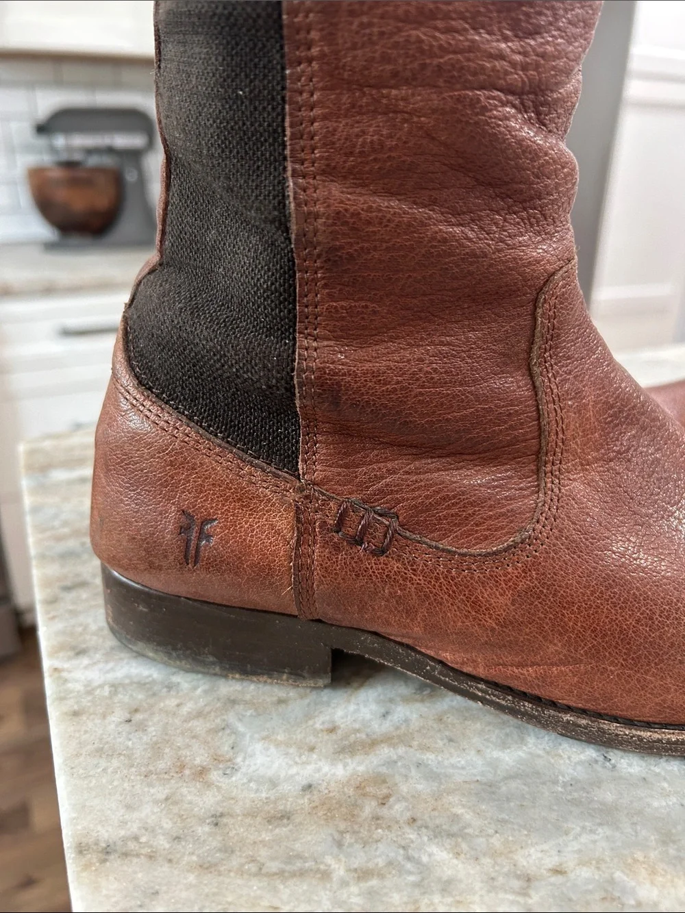 Frye Molly Gore Tall Riding Boot Brown Leather 9B